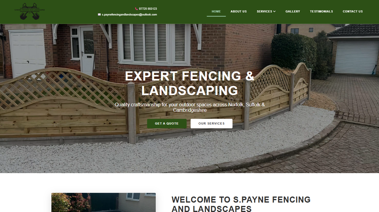 S Payne Fencing and Landscapes website on desktop