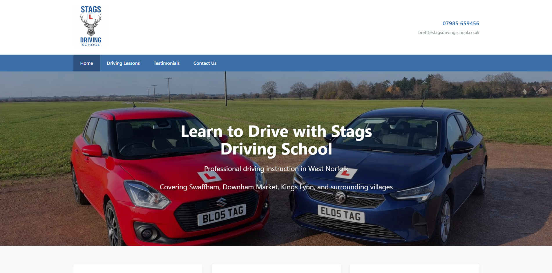 Stags Driving School Desktop View