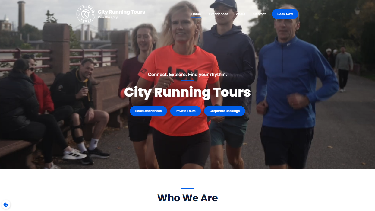 City Running Tours website on desktop