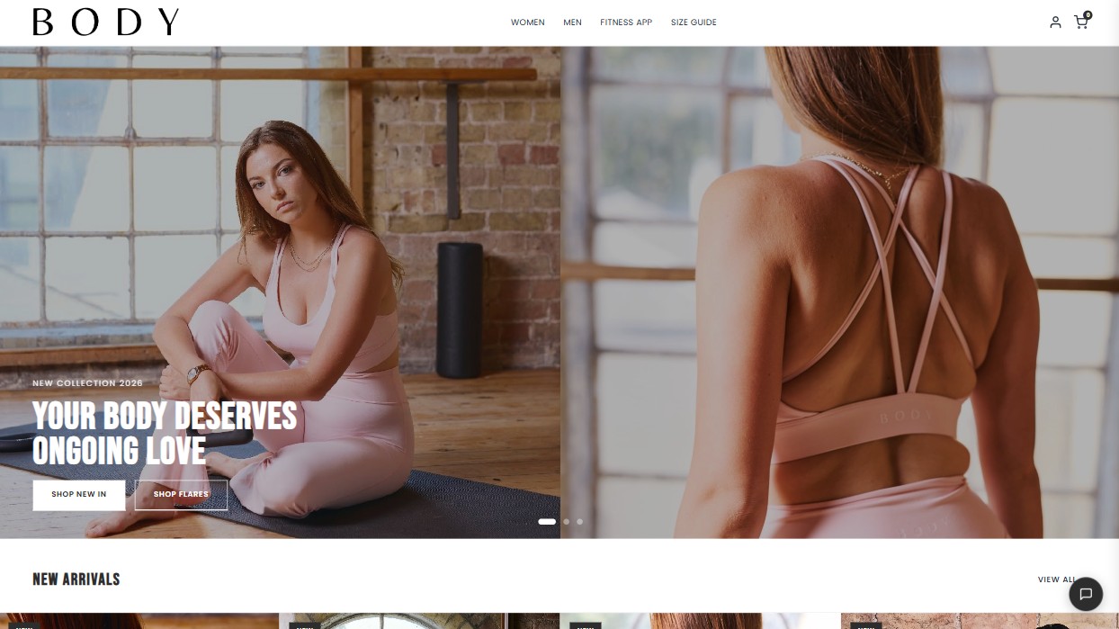 BODY Active Wear website