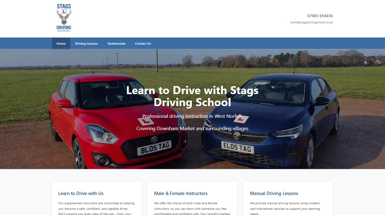 Stags Driving School website
